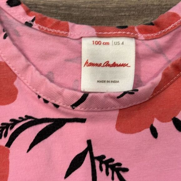 Hanna Anderson Pink Poppy Floral Sleeveless Ruffled Tier Tank Size 4 - Picture 3 of 4